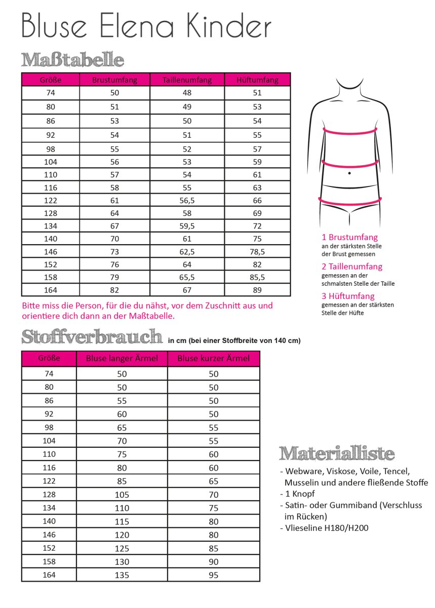 Sonderposten Papierschnittmuster Bluse Elena Kinder – Bild 3