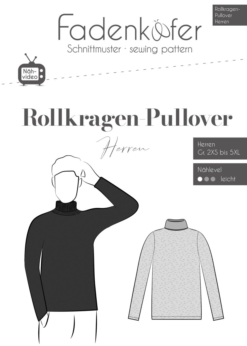Papierschnittmuster Rollkragen-Pullover Herren – Bild 2