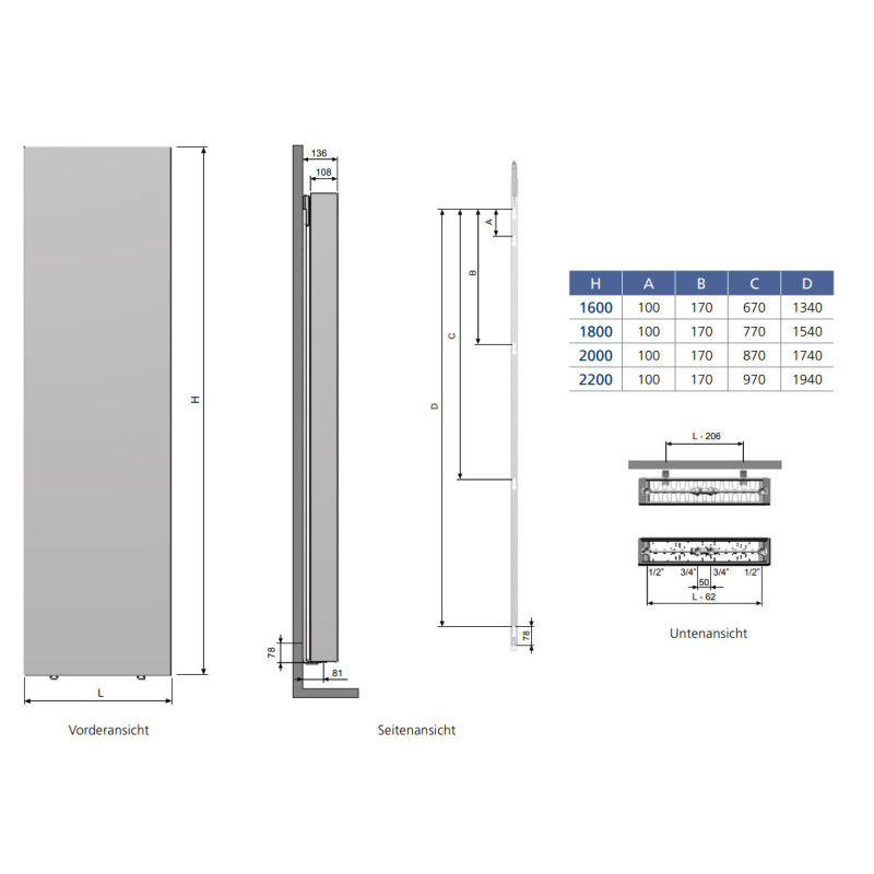 Vertikal Plan Design Heizung | Glatt | Mittelanschluss | Heizkörper | Typ 20 | starke Wattzahl | Modernes Interieur Wohnzimmer – Bild 7