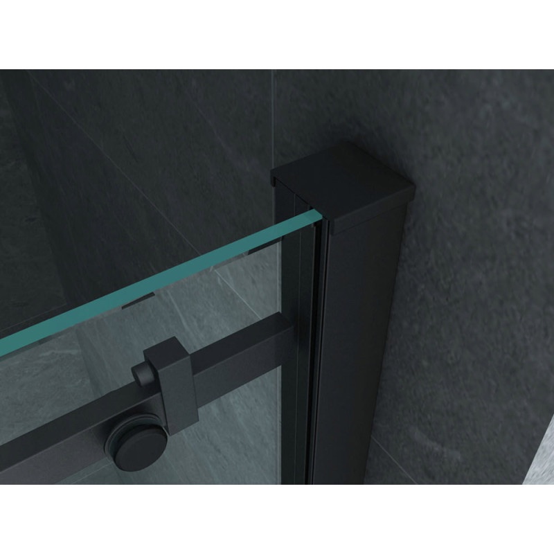 Nischendusche 1400×2000 mm | Duschtür | Bad Schiebetür | Dusche Klarglas 8mm | Schwarz Matt 140×200 cm – Bild 6